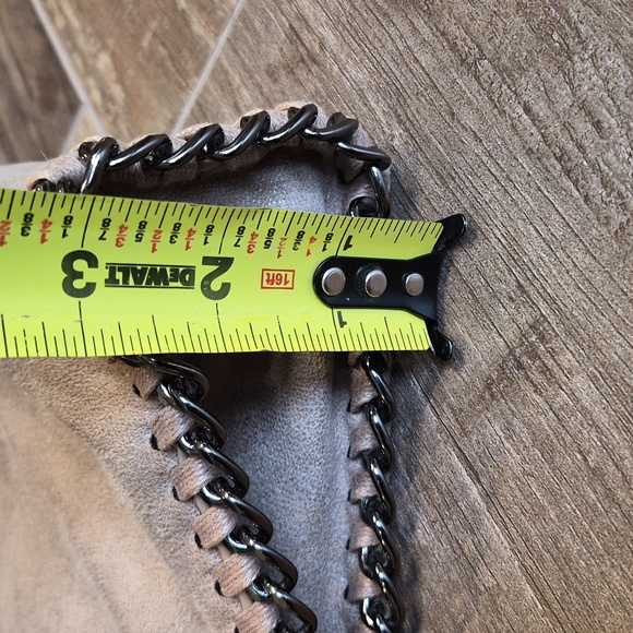 Stella McCartney Falabella STYLE Faux Suede Gunmetal Chain Trim Handles Bag - Picture 6 of 10